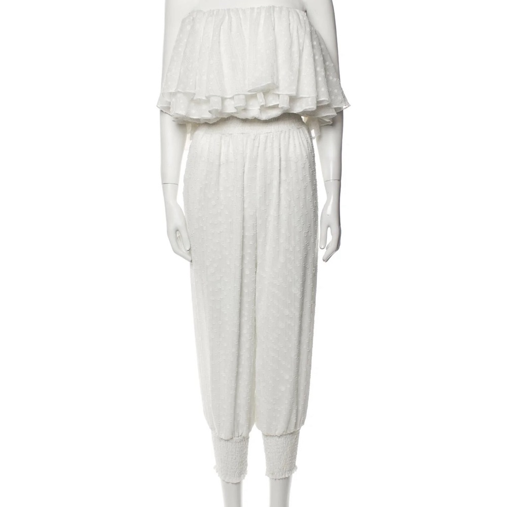 Misa Los Angeles strapless  off shoulder  white jumpsuit